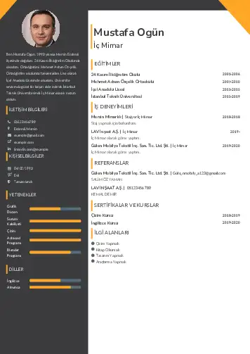Mimar Cv Örnekleri cv indir